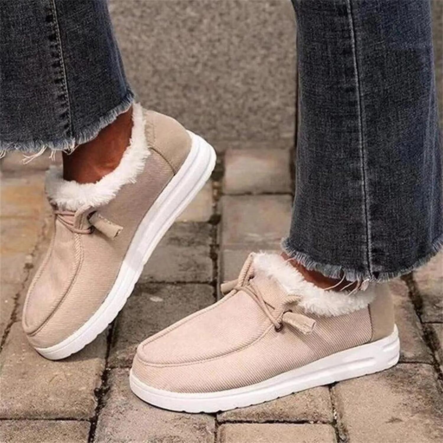 Ladmiple Winter Boots For Women Cute High-top Snow Boots Slip on Warm Comfortable Walking Outdoor Fur Lined Ankle Booties