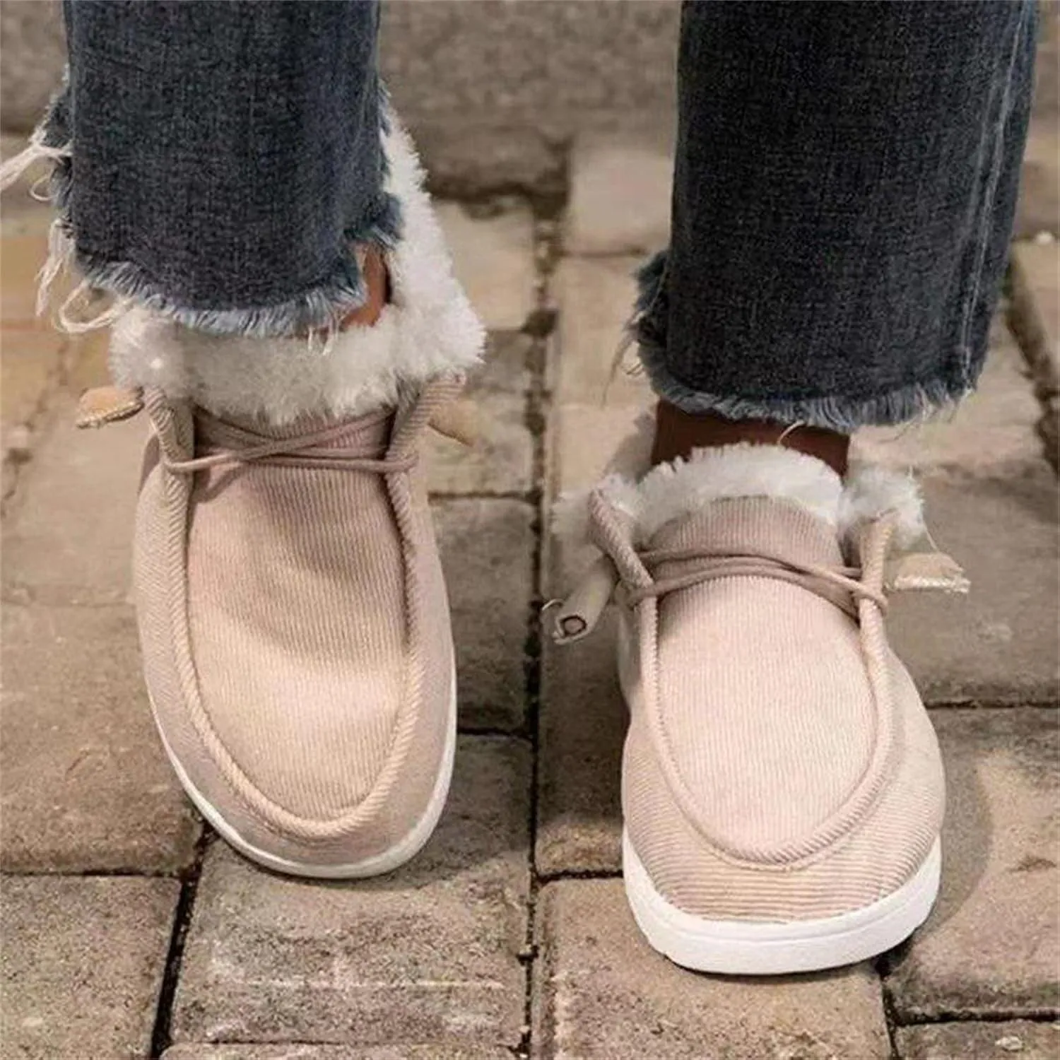 Ladmiple Winter Boots For Women Cute High-top Snow Boots Slip on Warm Comfortable Walking Outdoor Fur Lined Ankle Booties