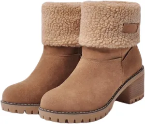 Ladmiple Winter Boots For Women Fashion Snow Boots Mid Calf Anti-slip Outdoor Warm Fur Lined Slip On Short Booties 2024