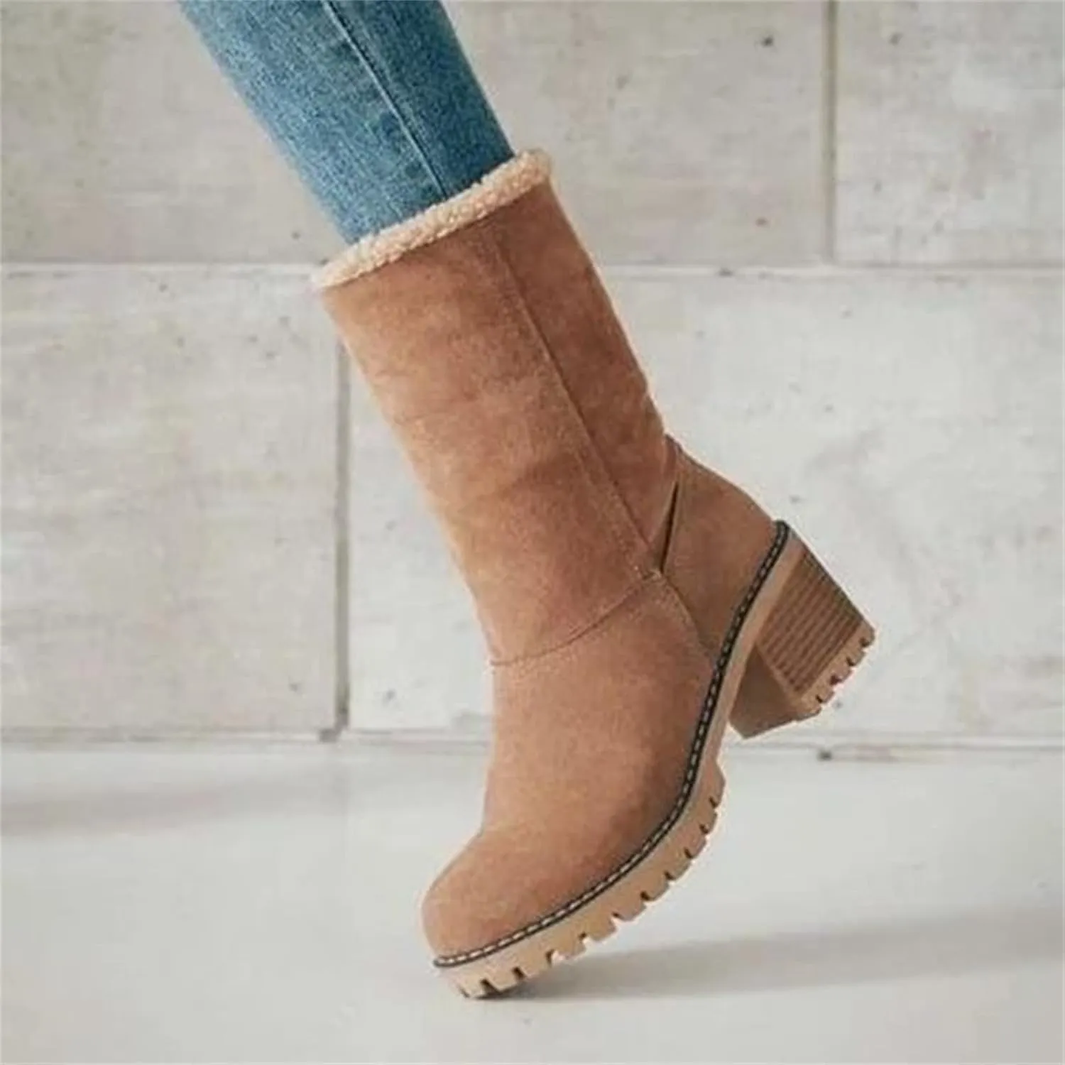 Ladmiple Winter Boots For Women Fashion Snow Boots Mid Calf Anti-slip Outdoor Warm Fur Lined Slip On Short Booties 2024