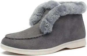 Ladmiple Winter Dress Boots For Women 2024 Snow Warm Ankle Booties Slip On Outdoor Fur Lined Comfortable Casual Loafers Shoes