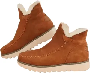 Ladmiple Winter Fashion Boots For Women 2024 Slip On Warm Snow Ankle Booties Fur Lined Outdoor Comfortable Loafers Shoes