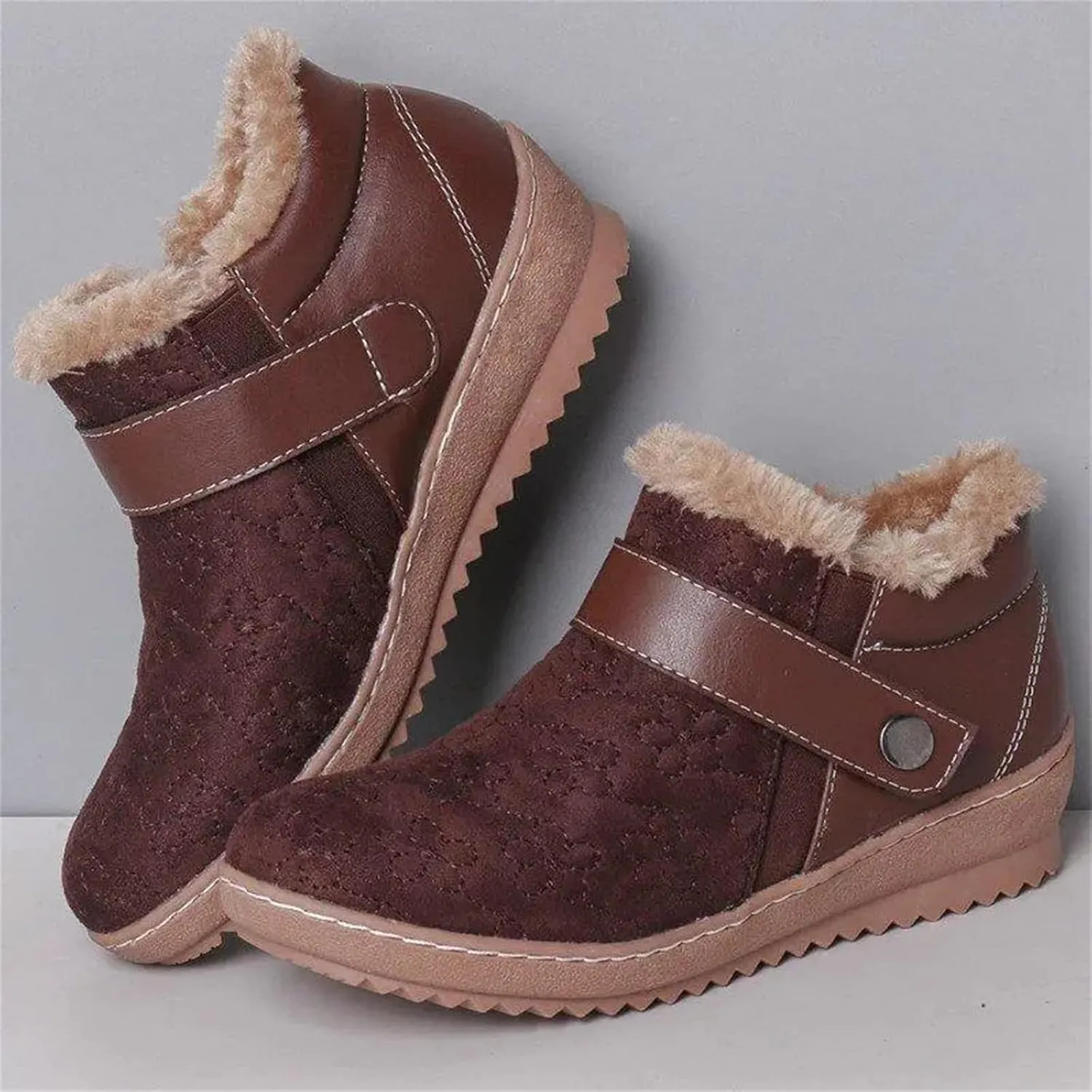 Ladmiple Womens Snow Boots Warm Fur Lined Winter Outdoor Short Ankle Booties Lace Up Comfortable Fashion Combat Boots