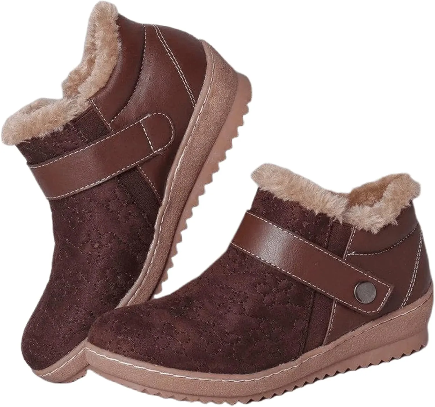 Ladmiple Womens Snow Boots Warm Fur Lined Winter Outdoor Short Ankle Booties Lace Up Comfortable Fashion Combat Boots