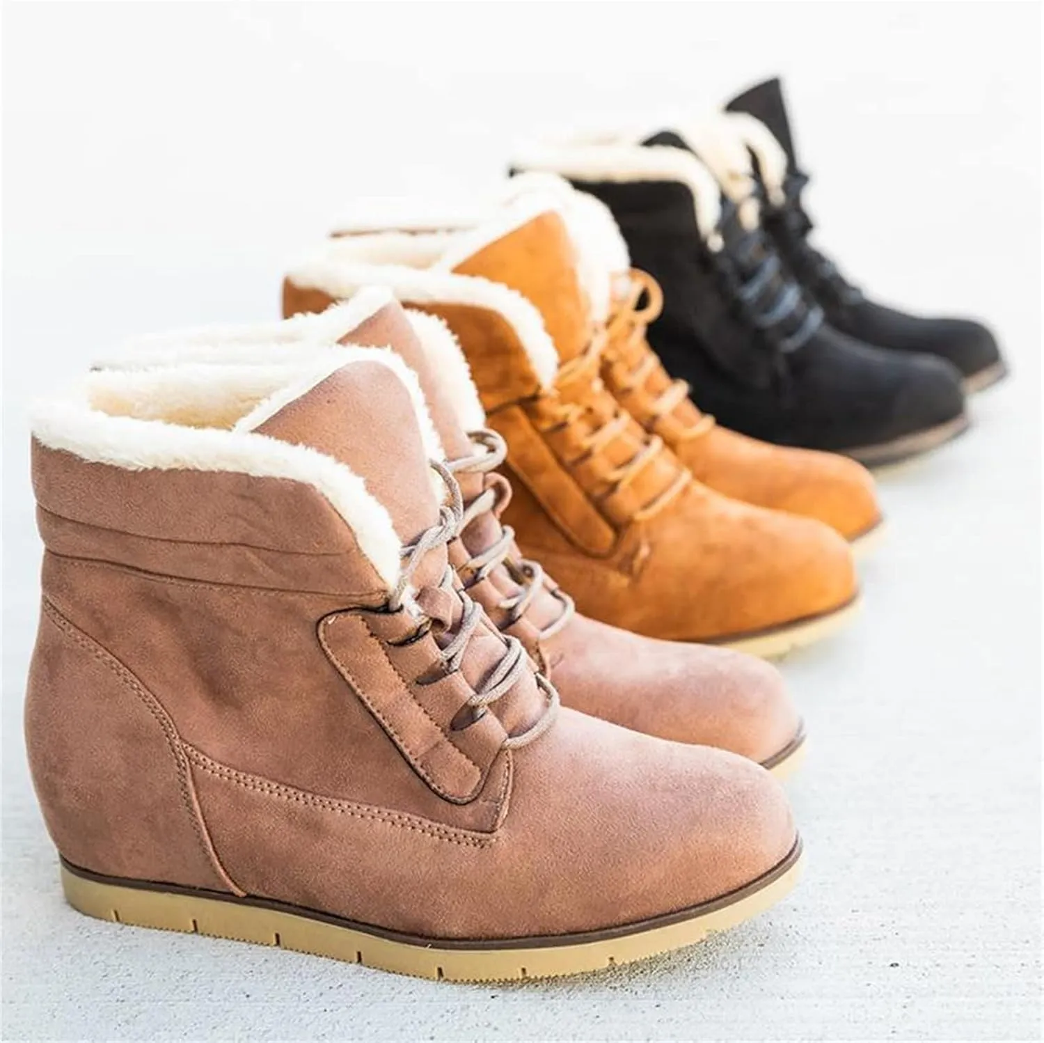 Ladmiple Womens Snow Boots Winter Warm Ankle Booties Fur Lined Anti-Slip Outdoor Lace Up Comfortable Warm Combat Boots