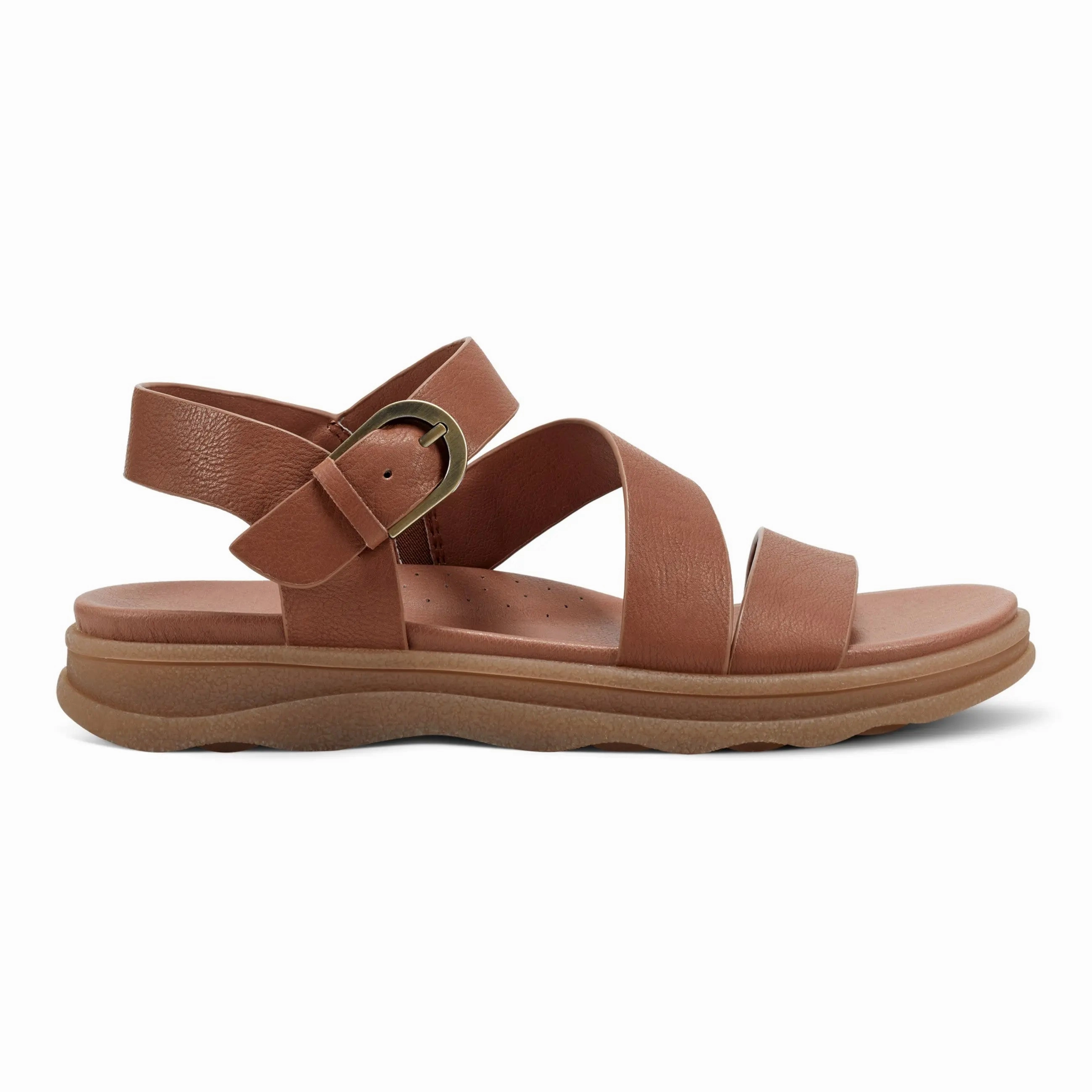 Lainey Casual Strappy Round Toe Flat Sandals Bare Motion