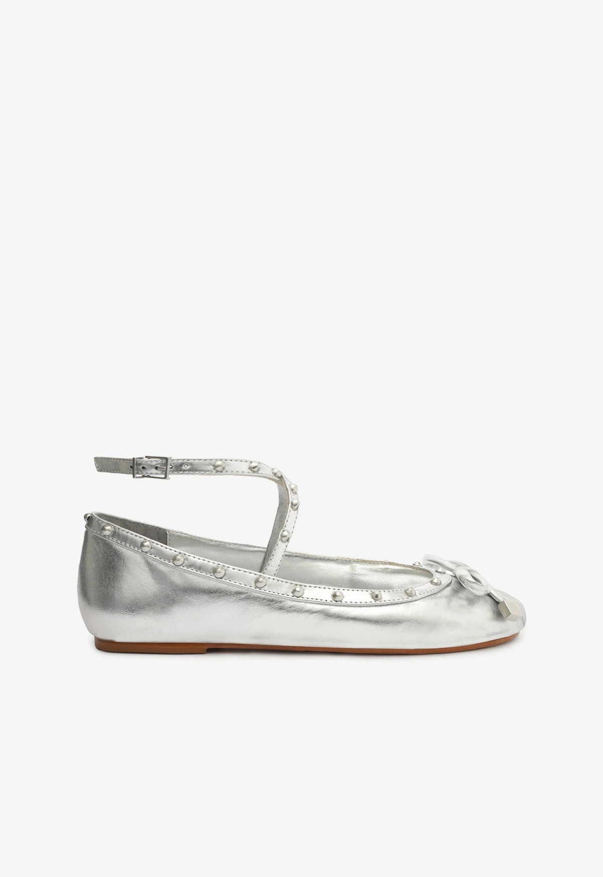 Larissa Metallic Leather Flat Korean Trend
