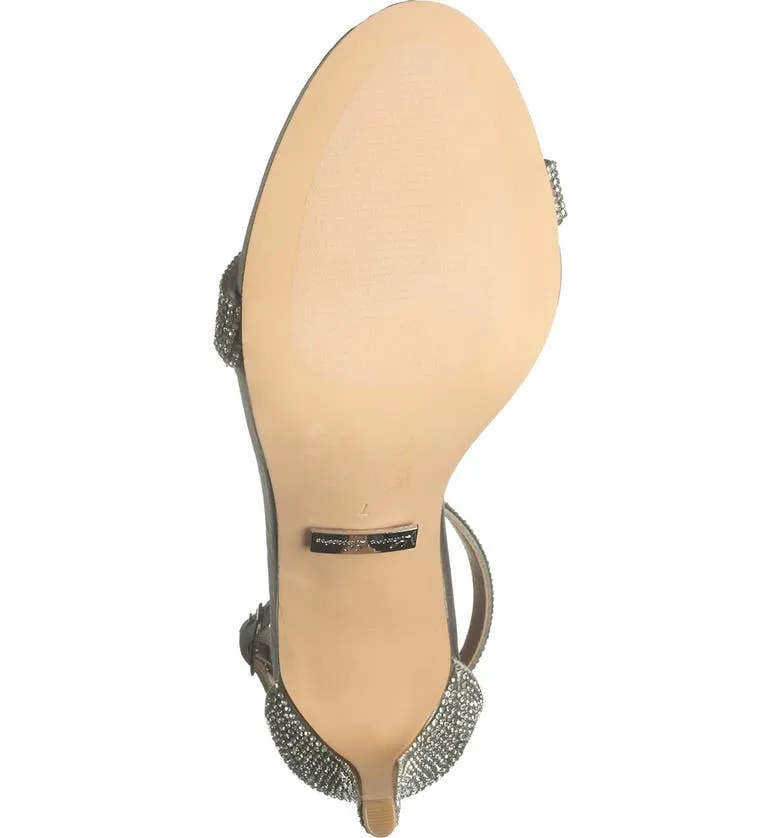 Lauren Lorraine Sondra Silver Embellished Strap Ankle Strap Stiletto Heel Sandal