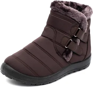 Lausiuoe Winter Boots For Women Waterproof Snow Non Slip Fur Lined Warm Slip On Booties Comfortable Outdoor Shoes