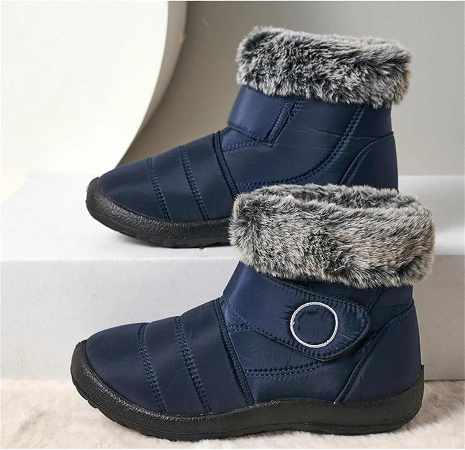 Lausiuoe Winter Boots For Women Waterproof Snow Non Slip Warm Fur Lined Waterproof Ankle Boots Outdoor Comfortable Shoes