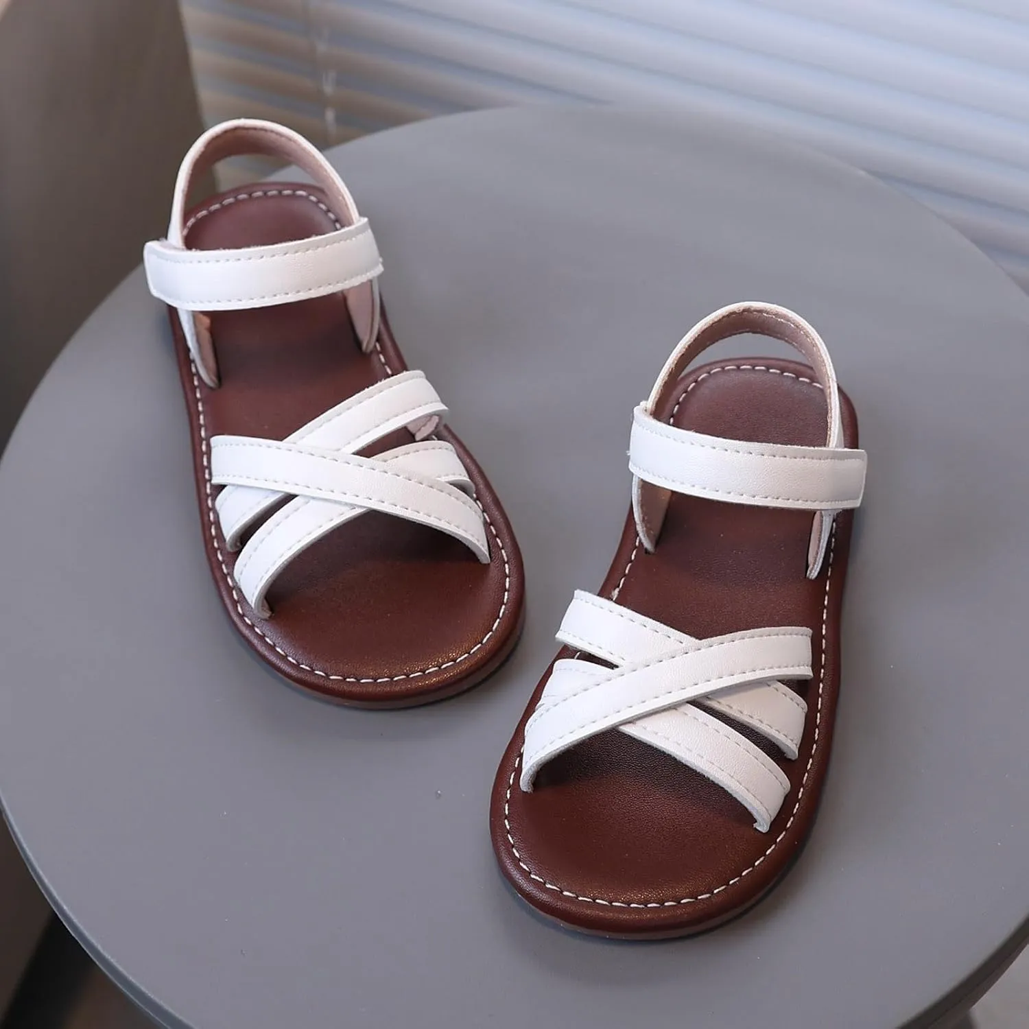 Leather Shoes Sandals for Girls Kids Sandals Boys Girls Lightweight Athletic With Adjustable Webbing For Hiking Walking Beach Water Sports