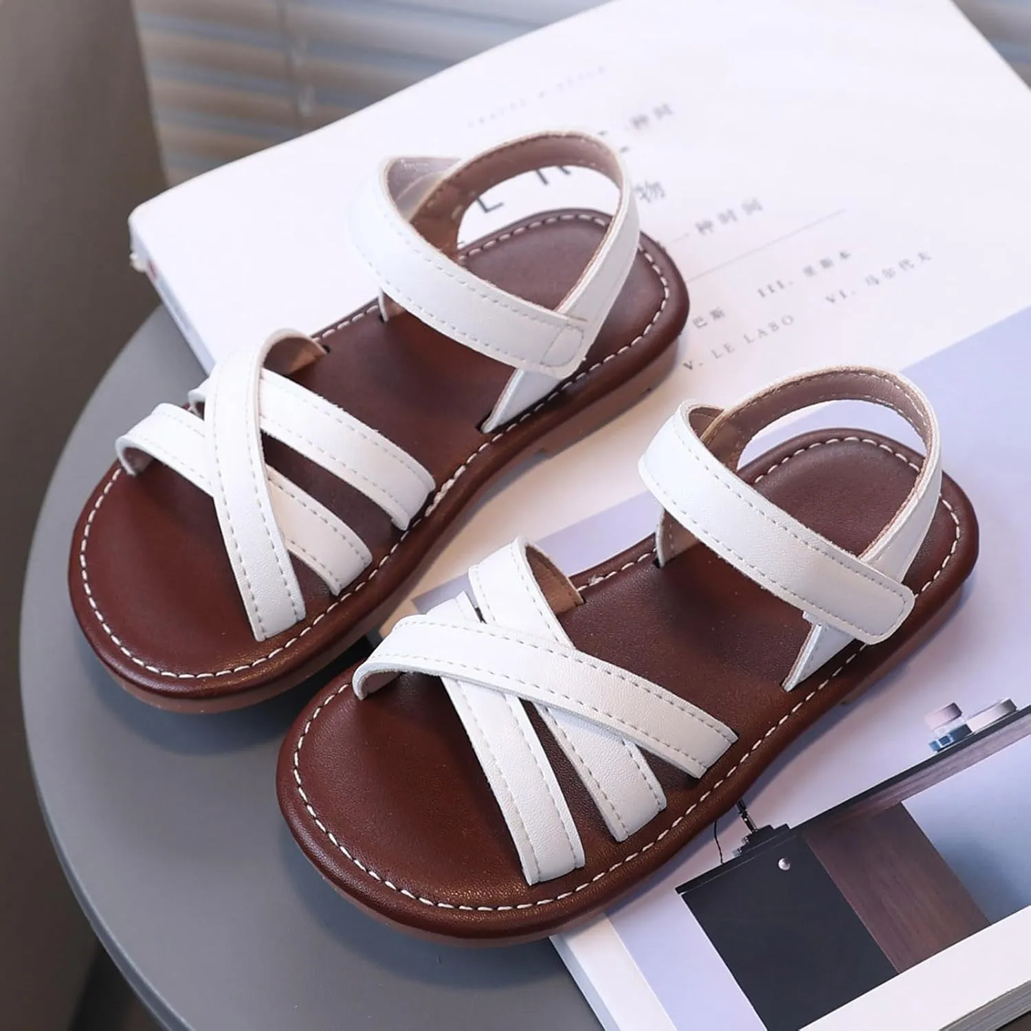 Leather Shoes Sandals for Girls Kids Sandals Boys Girls Lightweight Athletic With Adjustable Webbing For Hiking Walking Beach Water Sports
