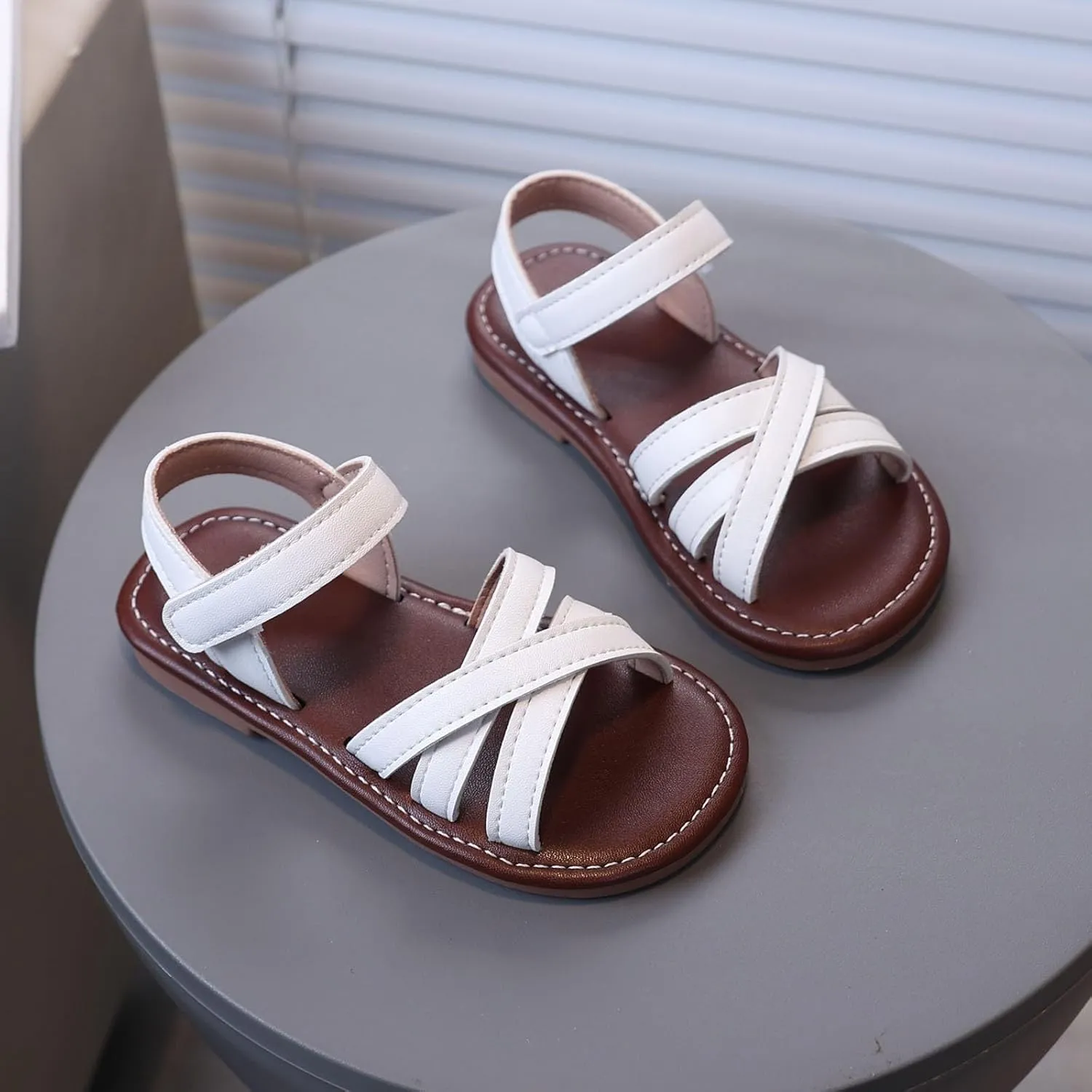 Leather Shoes Sandals for Girls Kids Sandals Boys Girls Lightweight Athletic With Adjustable Webbing For Hiking Walking Beach Water Sports