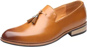 Leather Slip on Work Shoes for Men Fashion Style Men's Breathable Tassel Mens Slip on Casual Shoes Leather