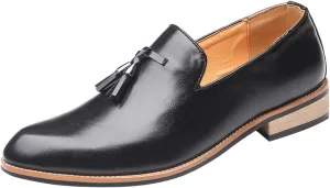 Leather Slip on Work Shoes for Men Fashion Style Men's Breathable Tassel Mens Slip on Casual Shoes Leather