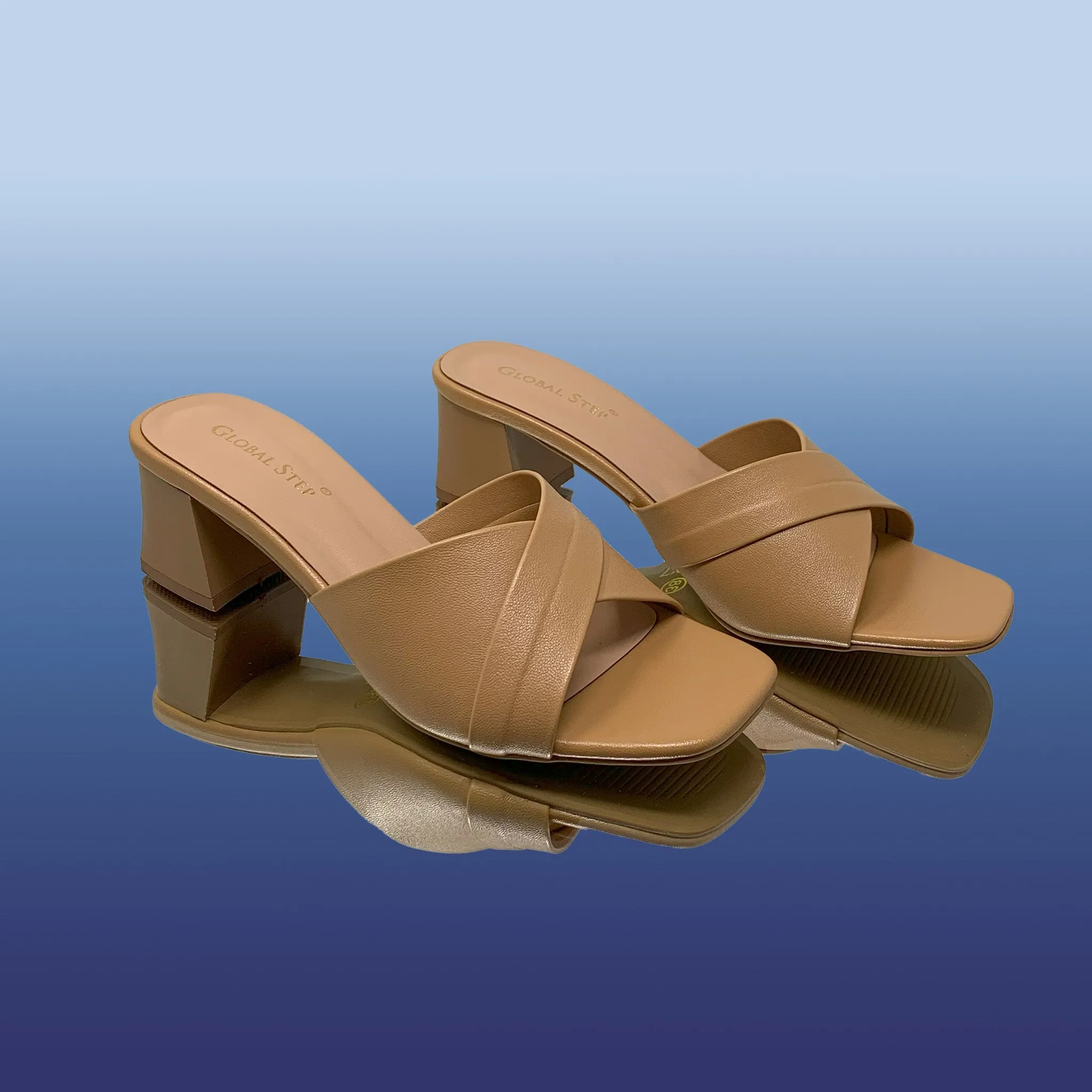 Light Beige-heeled sandals