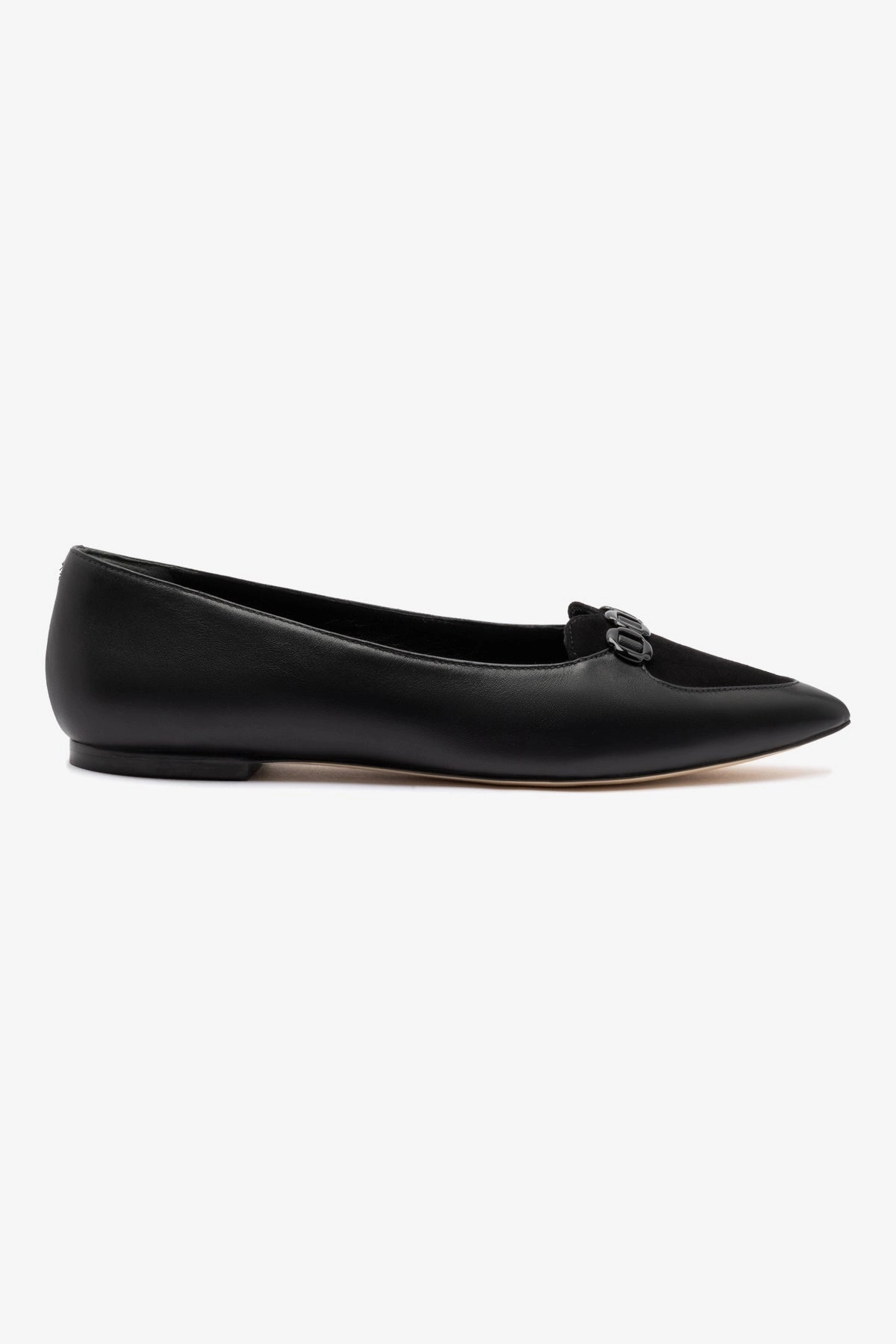 Audrey Flat In Black Leather Comfortable Footbed