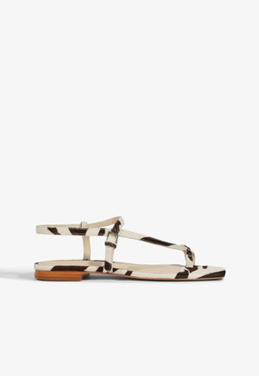 Global Fit Lisa Animal Print Leather Flat Sandal