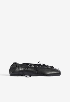 Red Glow Black Edge Lola Leather Flat