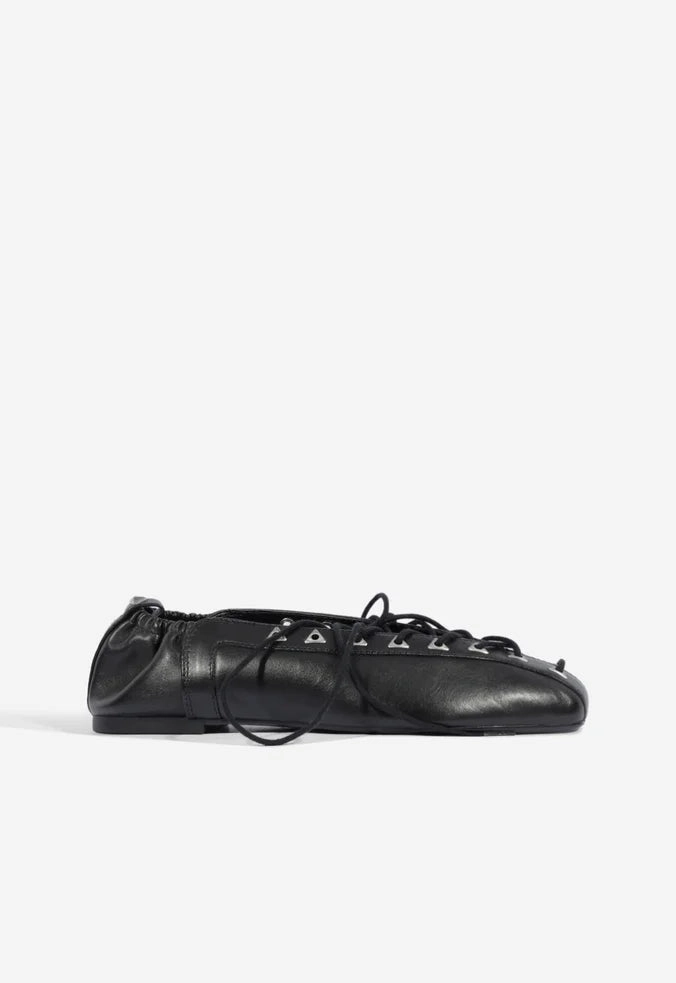 Red Glow Black Edge Lola Leather Flat