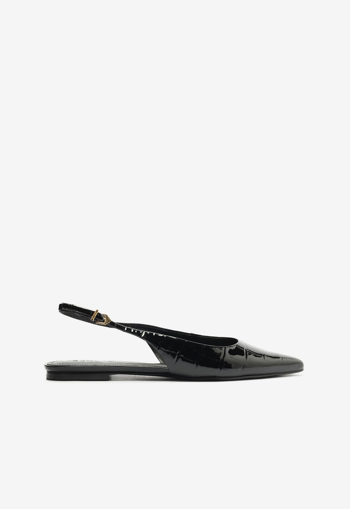 Paola Black Leather Flat Stretchable Collar Design