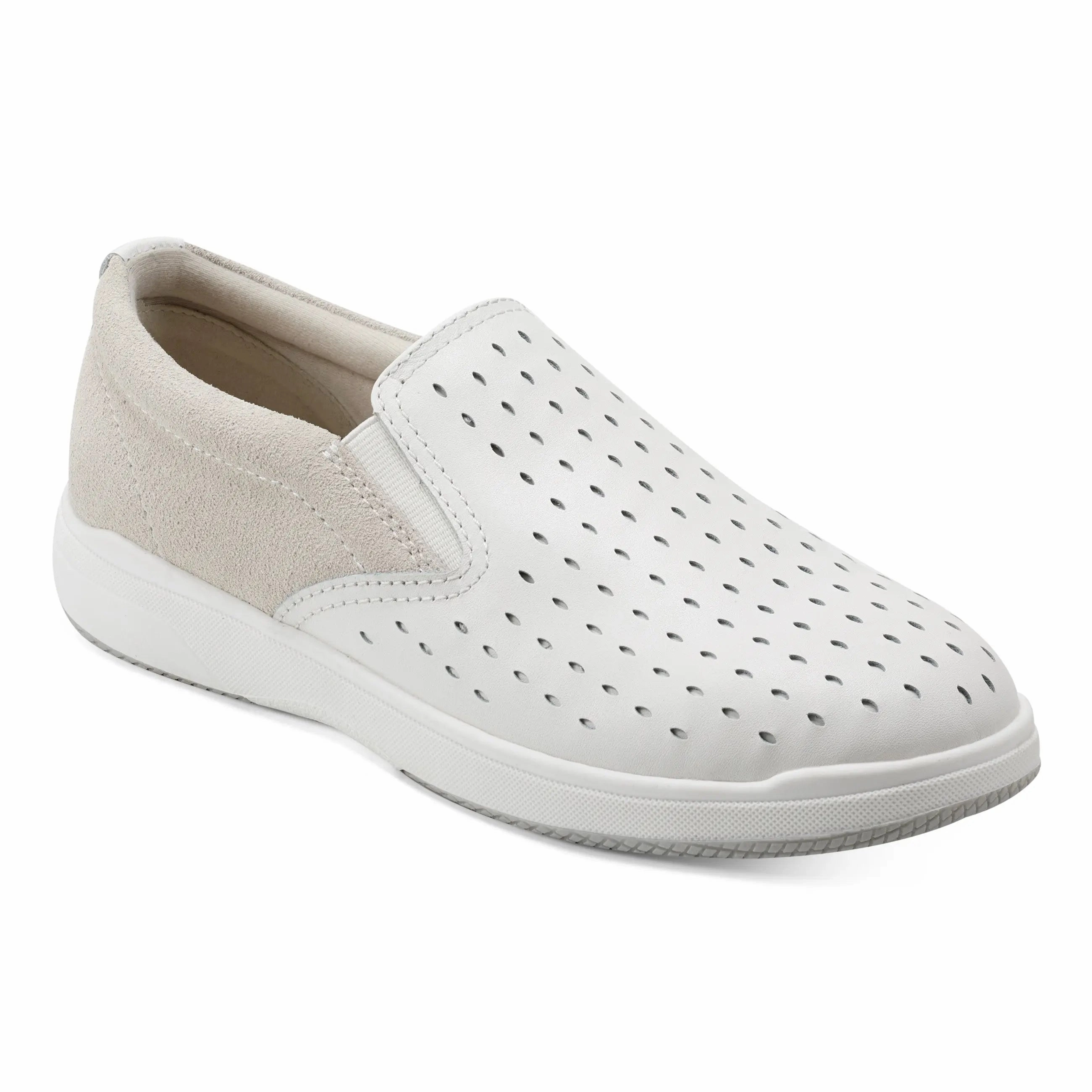 Nel Laser Cut Round Toe Casual Slip-on Sneakers Clean Motion
