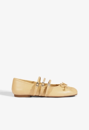 Arissa Beige Leather Ballet Flat Dual Tone Path Free