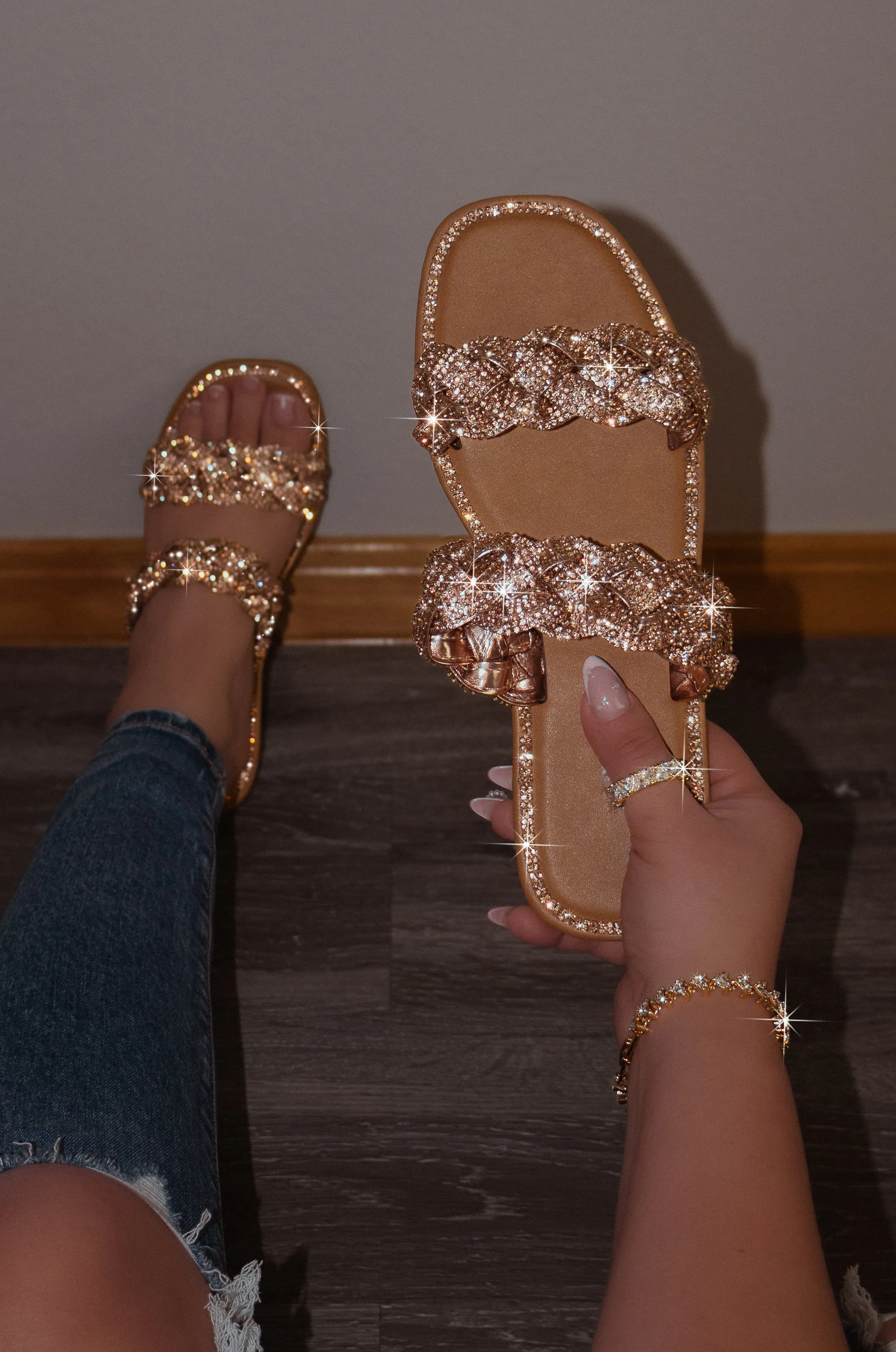 Maddy - Double Embellished Braided Strap Sandals, Easy Slip-On Design, Chic Summer Footwear, Lightweight & Comfortable, Perfect for Casual Outings