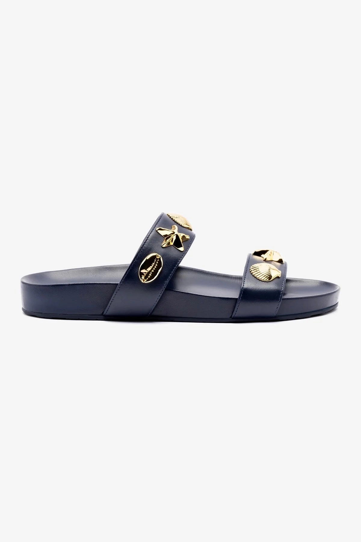 Madison Slide In Navy Leather Cushioned Comfort