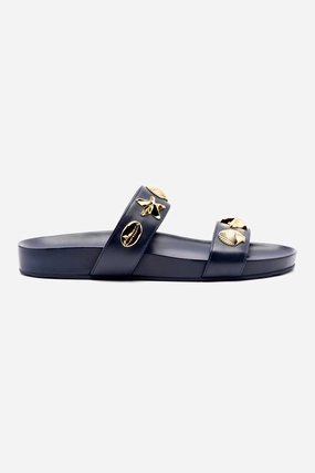 Madison Slide In Navy Leather Cushioned Comfort