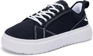 MAFEKE Womens Wide Toe Box Walking Shoes Fashion Platform Sneakers Comfortable Canvas Casual Footwear