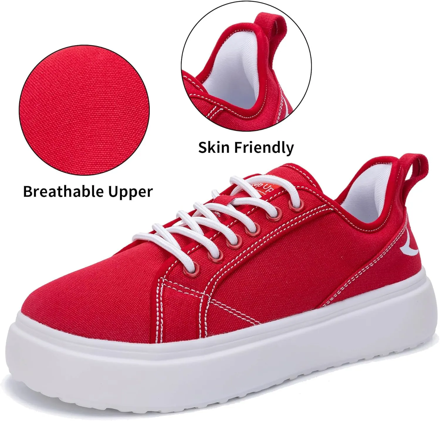 MAFEKE Womens Wide Toe Box Walking Shoes Fashion Platform Sneakers Comfortable Canvas Casual Footwear