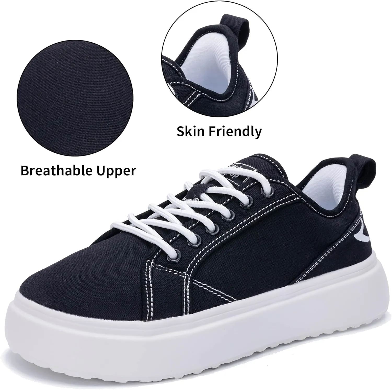 MAFEKE Womens Wide Toe Box Walking Shoes Fashion Platform Sneakers Comfortable Canvas Casual Footwear