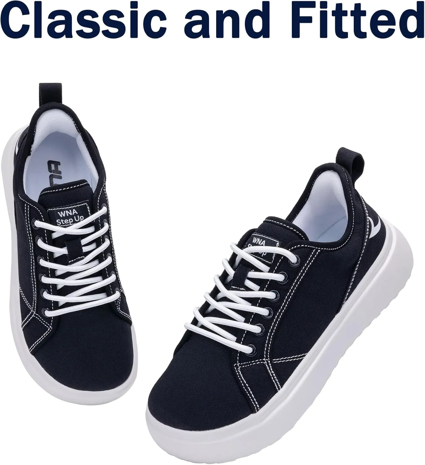 MAFEKE Womens Wide Toe Box Walking Shoes Fashion Platform Sneakers Comfortable Canvas Casual Footwear