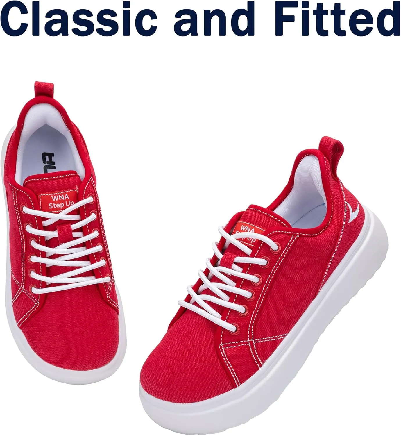 MAFEKE Womens Wide Toe Box Walking Shoes Fashion Platform Sneakers Comfortable Canvas Casual Footwear