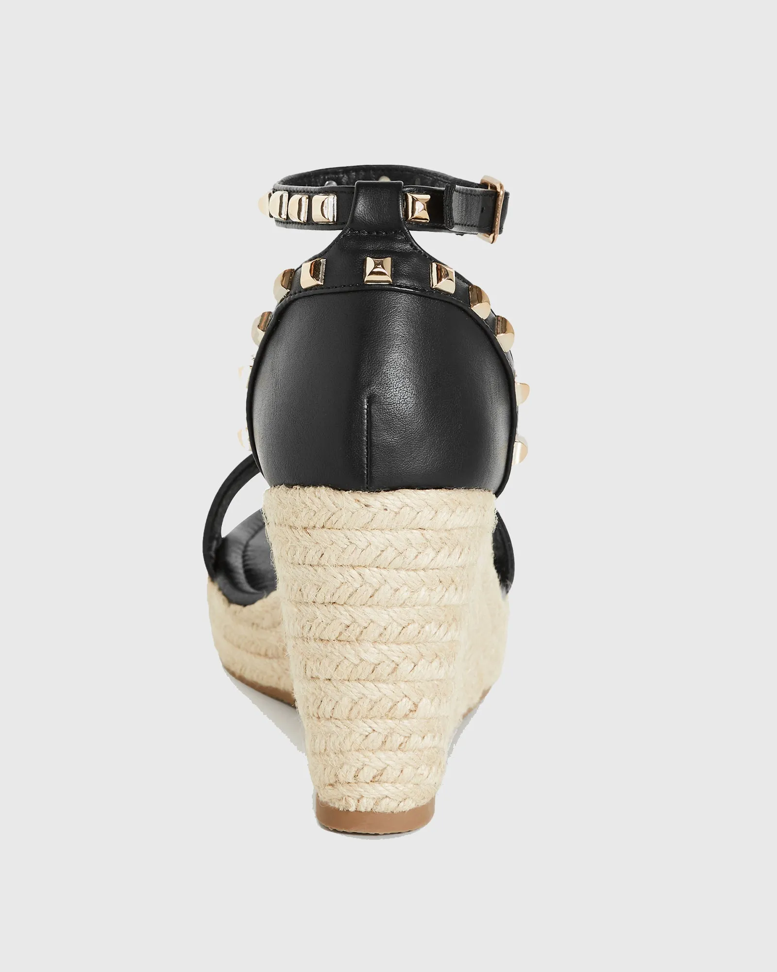 Mariella Rivet Strap Wedge Sandals In Black