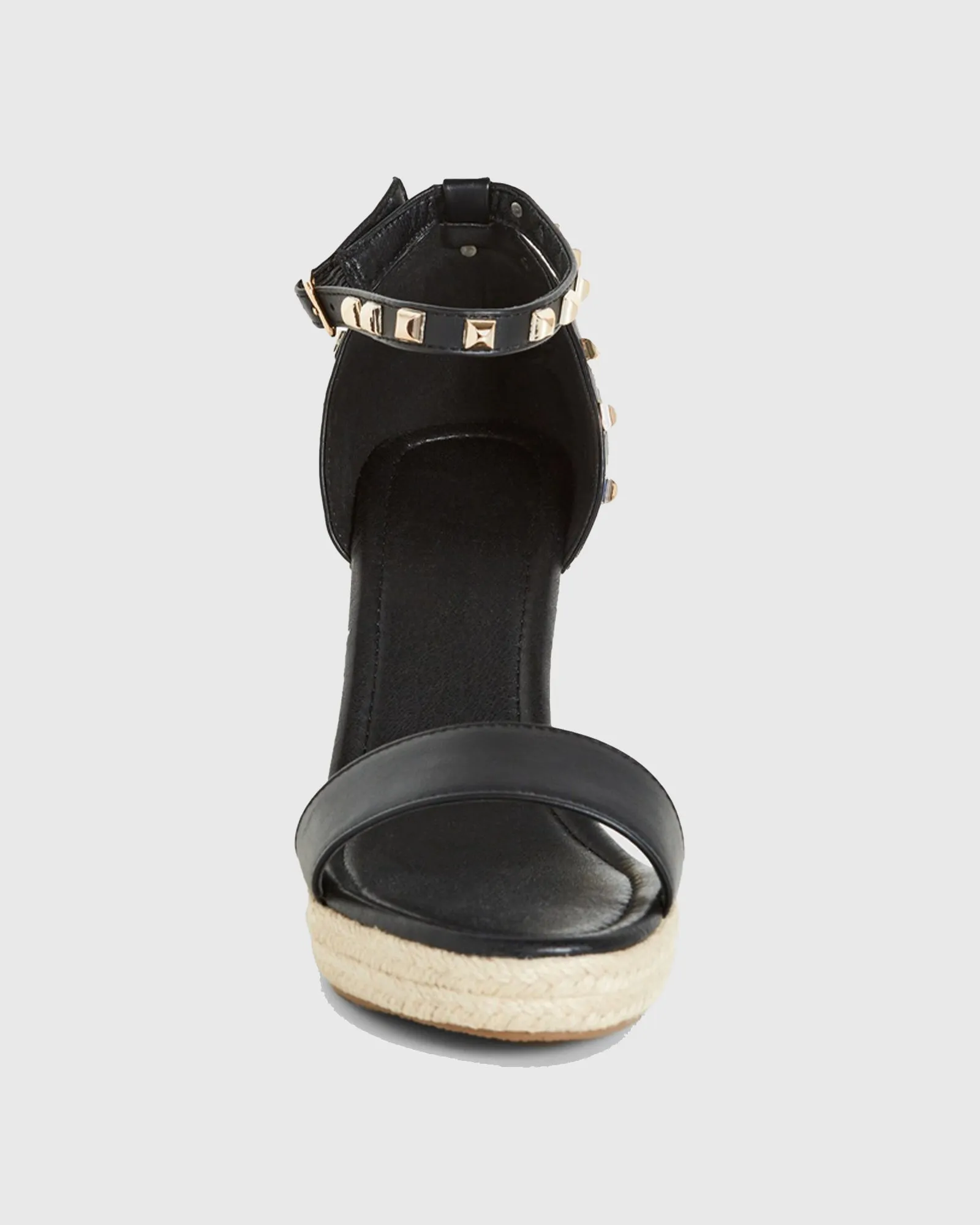 Mariella Rivet Strap Wedge Sandals In Black