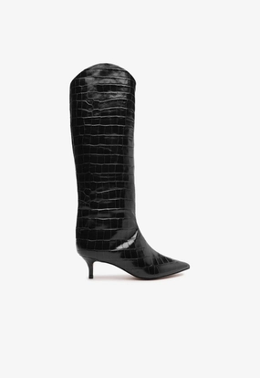 Maryana Lo Crocodile-Embossed Leather Boot Travel Must