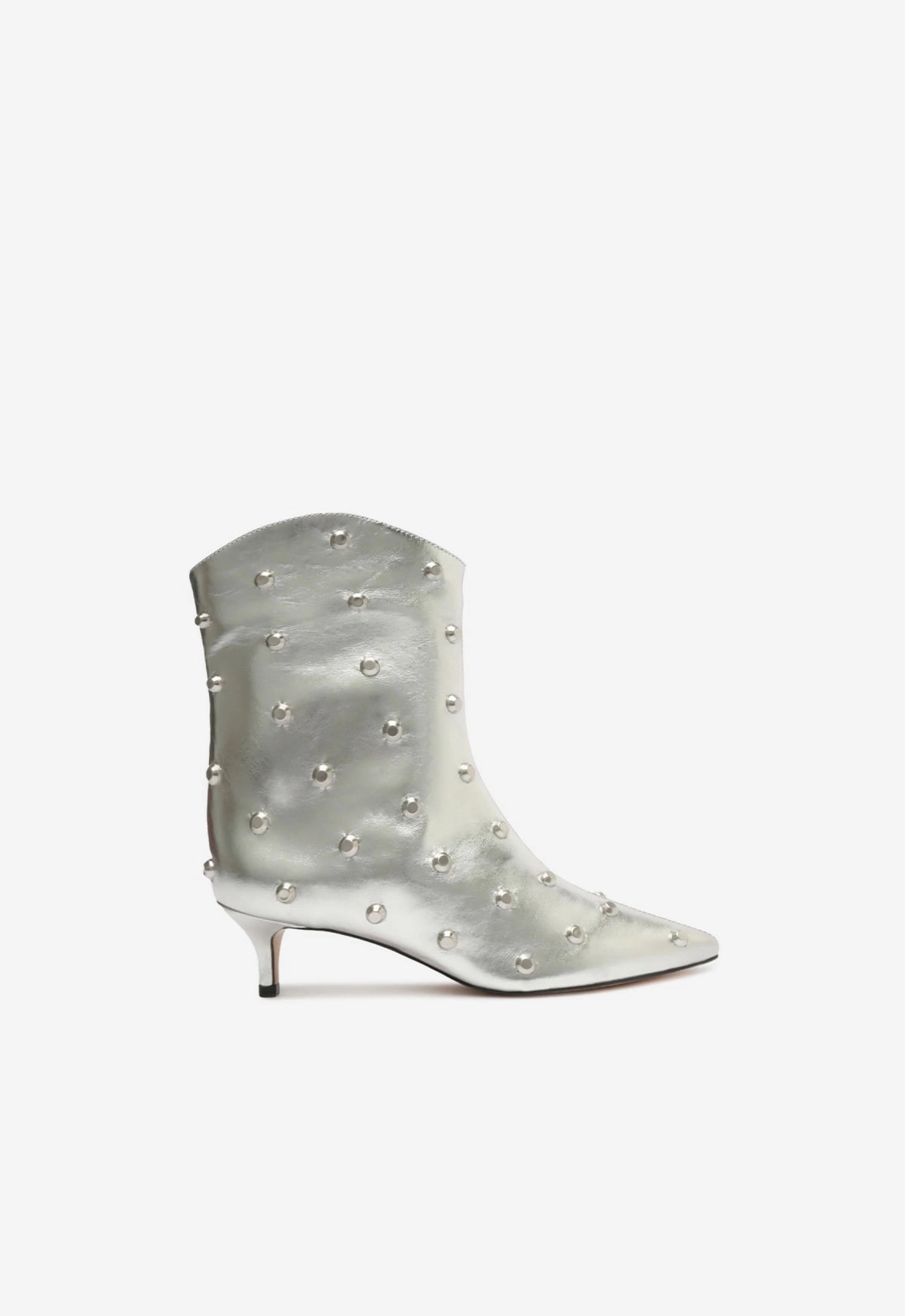 Maryann Metallic Leather Bootie Adjustable Padded Collar Support