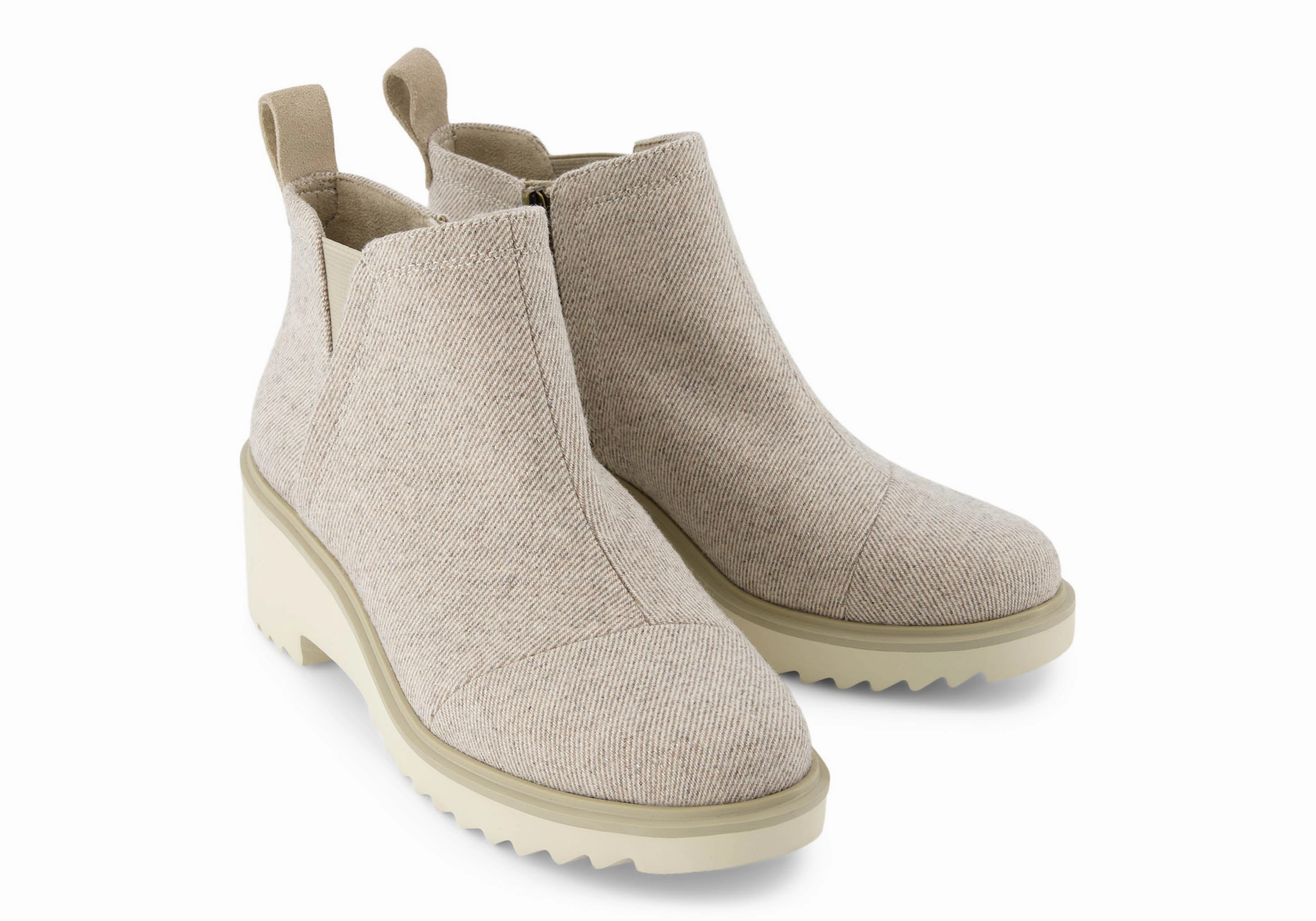 Maude Ankle Boot - Natural Shimmer Twill Smooth Soles Flexibility Feature