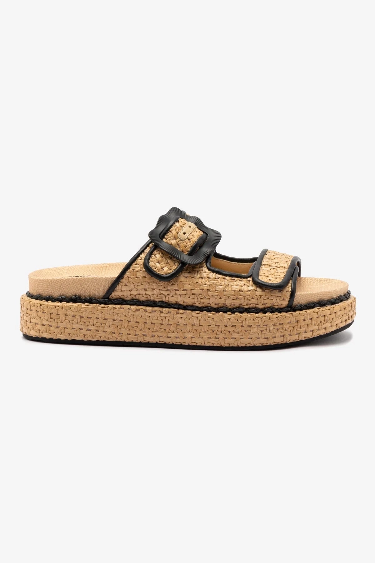 Maui Slide In Tapestry Natural Raffia and Black Trimming City Roof