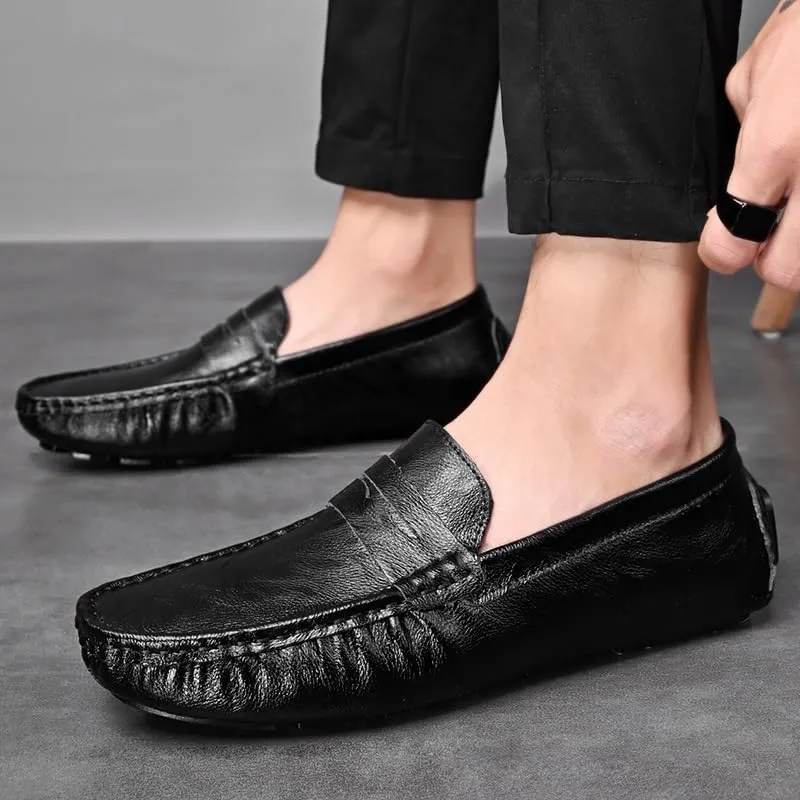 Men Driving Loafers Faux Leather Wedding Solid Color Tuxedo Wedding Non Slip Block Heel Anti-Slip Formal Slip-on