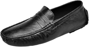 Men Driving Loafers Faux Leather Wedding Solid Color Tuxedo Wedding Non Slip Block Heel Anti-Slip Formal Slip-on