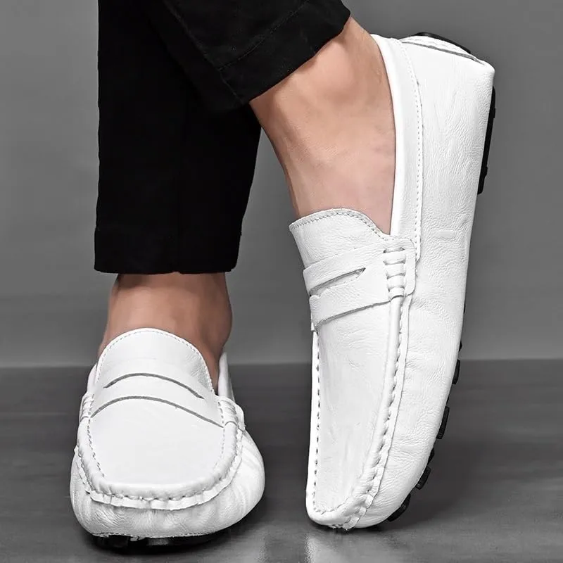 Men Driving Loafers Faux Leather Wedding Solid Color Tuxedo Wedding Non Slip Block Heel Anti-Slip Formal Slip-on