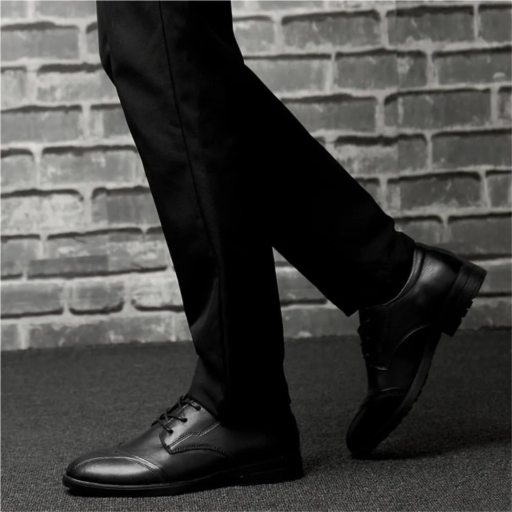 Men Formal Shoes Lace-up Comfort Orthopedic Pointed Toe Faux Leather Low Top Prom