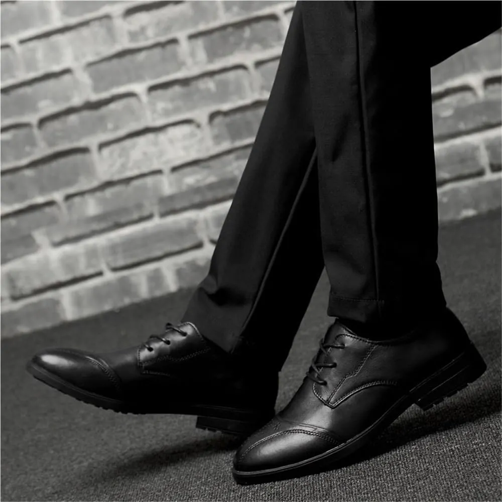 Men Formal Shoes Lace-up Comfort Orthopedic Pointed Toe Faux Leather Low Top Prom