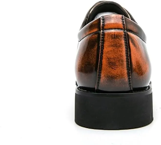 Men Formal Shoes Lace Up Pointed Toe Calfskin Leather Business Non Slip Classic