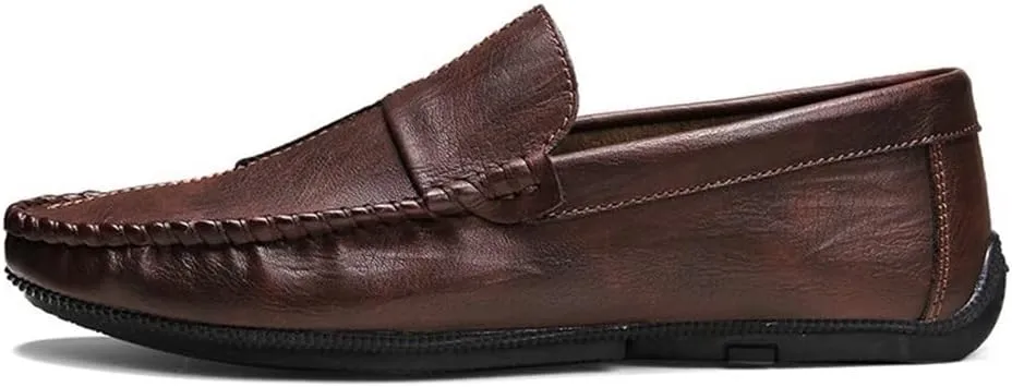 Men Loafers Vegan Leather Wedding Round Toe Anti-Slip Non Slip Rubber Sole Block Heel Low Top Shoe for Casual Wedding Party Prom