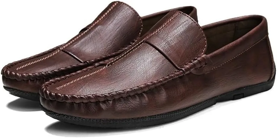 Men Loafers Vegan Leather Wedding Round Toe Anti-Slip Non Slip Rubber Sole Block Heel Low Top Shoe for Casual Wedding Party Prom