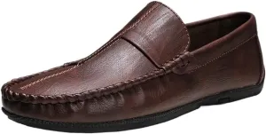 Men Loafers Vegan Leather Wedding Round Toe Anti-Slip Non Slip Rubber Sole Block Heel Low Top Shoe for Casual Wedding Party Prom